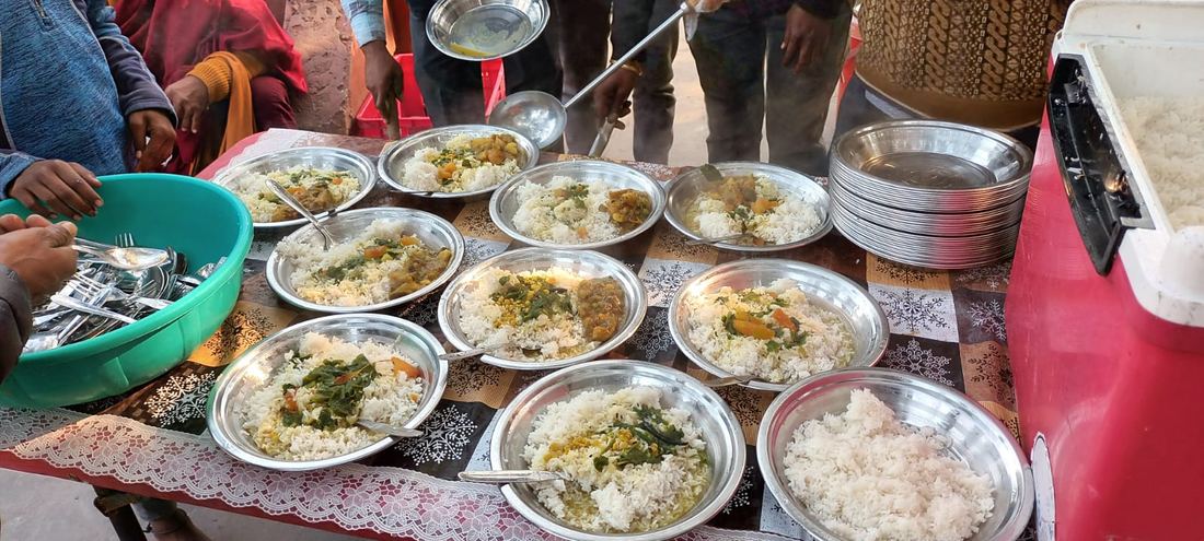 Plates of food ready to serve